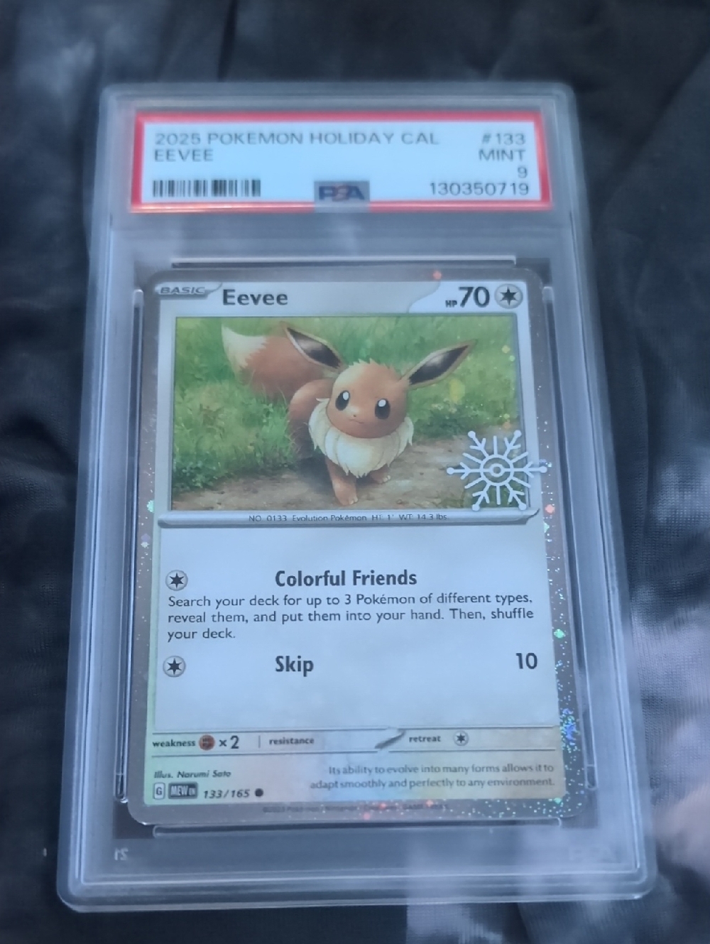 Pokemon Eevee Holographic Card - Brown, Green, Silver Accents